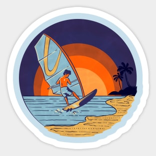 Retro Wind Surfer Sticker